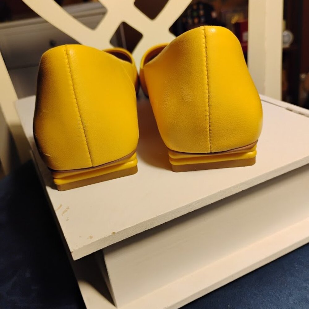 Franco Sarto Yellow Leather Square Toe Flats 8.5M - Picture 6 of 8